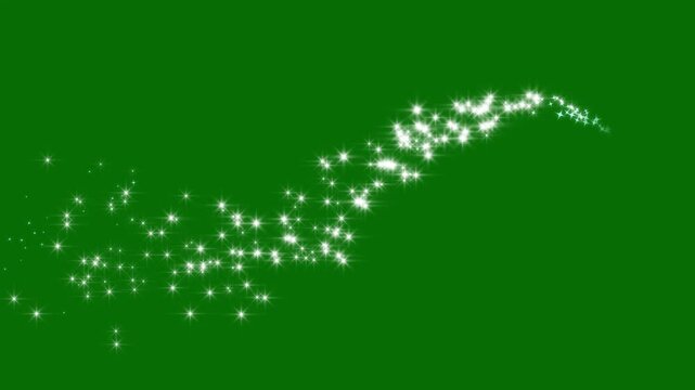 twinkling stars shine animation, smooth shimmer particles effect white glowing fairy sparkle line burst, glitter line star twinkle glittering, valentine on green screen background. 4k