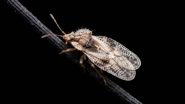 lace bug close up isolated on black background studio macro in north america video