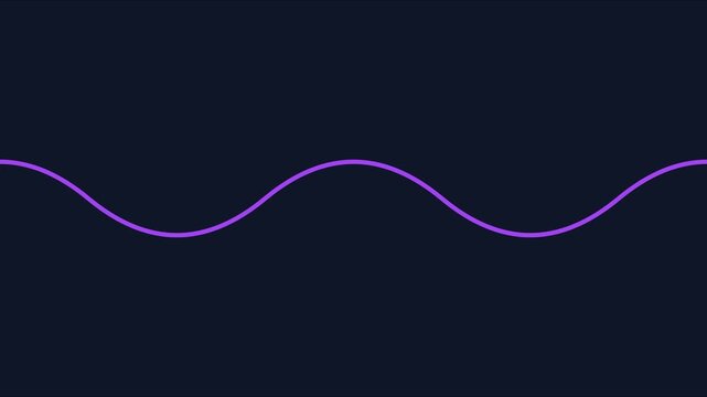 Minimalist purple sine wave animation on dark 4k background, for technology and, science motion abstract