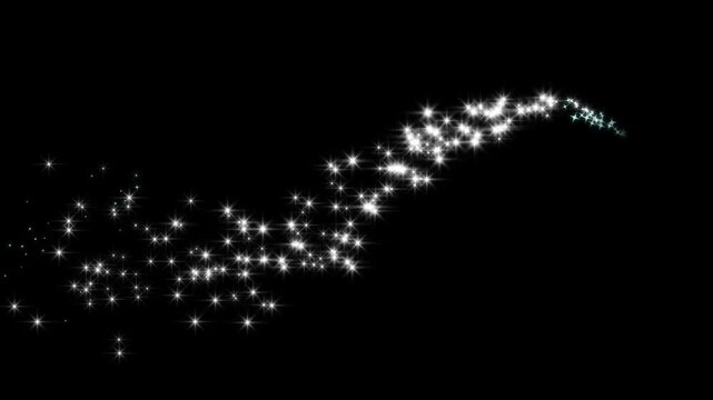 twinkling stars shine animation, smooth shimmer particles effect white glowing fairy sparkle line burst, glitter line star twinkle glittering, valentine on black screen background. 4k