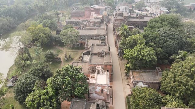 Aerial View of Panam Nagar Historic Architecture and Ancient Street in Sonargaon Bangladesh