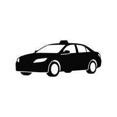Naklejka premium Black taxi cab silhouette icon, isolated vector illustration of a city car vehicle.