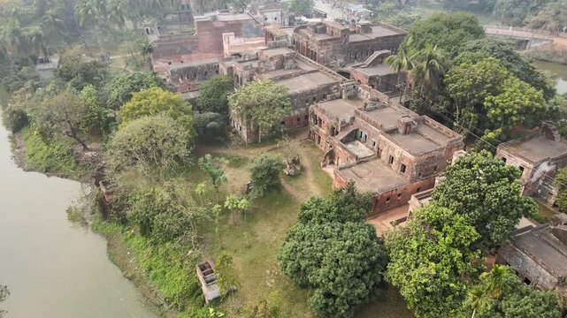 Historic Panam City Heritage Buildings Seen from Drone in Sonargaon Bangladesh