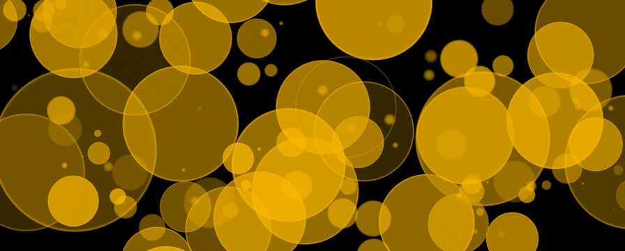 Golden Bokeh Circles Black Background