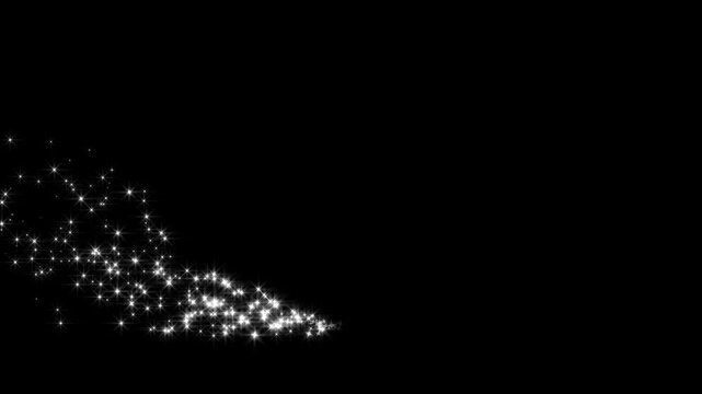 Glowing twinkling glitter stars . fairy dust wand glitter stars trail glitter star sparkle effectsglowing sparkling fairy  trails doodle stars, luxury starlight transition on black background