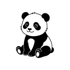Fototapeta premium Cute cartoon panda sitting peacefully isolated on a clean white background with gentle lighting for design