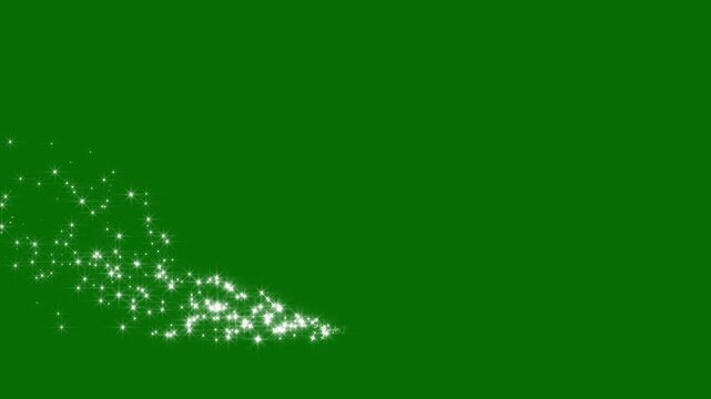 Glowing twinkling glitter stars . fairy dust wand glitter stars trail glitter star sparkle effectsglowing sparkling fairy  trails doodle stars, luxury starlight transition on green background