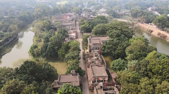 Aerial Drone View of Panam Nagar Historic Town and Heritage Buildings in Sonargaon Bangladesh