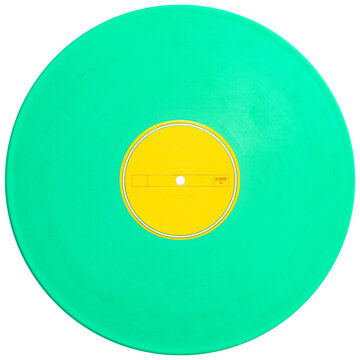 Green Sea retro style vinyl record yellow label. realistic photography. png isolated on transparent background for graphic design