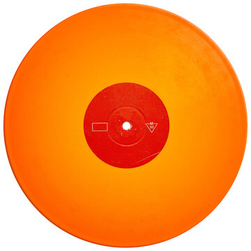 Orange Tangerine vintage vinyl record red label. realistic photography. png isolated on transparent background for graphic design