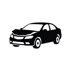 Naklejka premium Car crash icon with damaged hood silhouette for insurance and automotive safety concepts