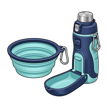Portable Pet Water Bottle And Collapsible Silicone Bowl Set, Symbol of Animal Travel Hydration