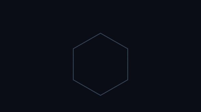 Minimalist hexagon geometric shape animation on dark 4k background, for modern tech