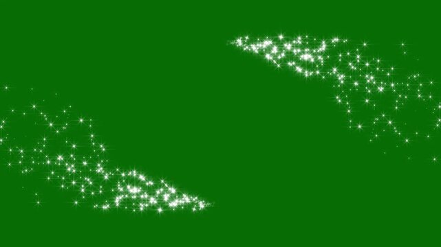 Luxury white glitter sparkles line trail with christmas sparkle magic dust, pixie star white twinkling particles shimmer, seamless shiny transition overlay on green background. 4k video