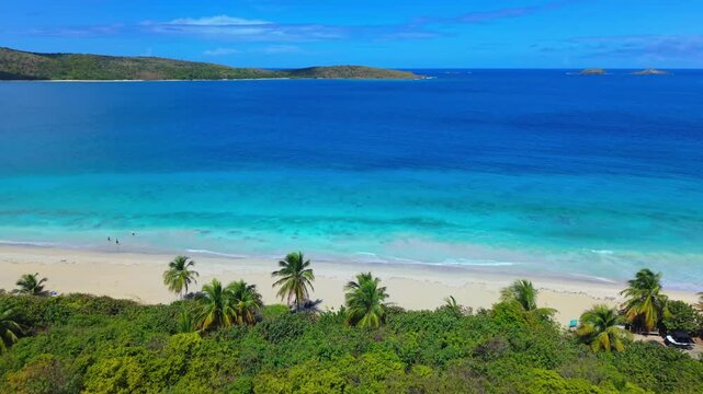High-Angle Aerial Drone Footage of Calm Waves at Zoni Beach, Culebra