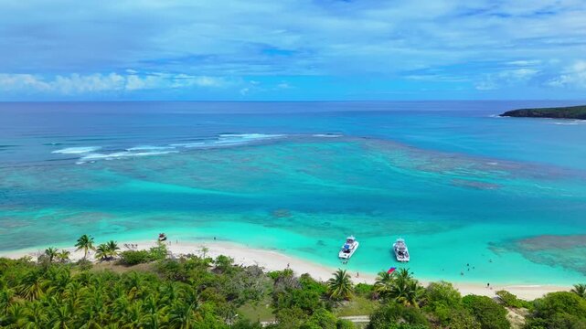 Sunrise Drone View of Tranquil Waters at Flamenco Beach, Culebra