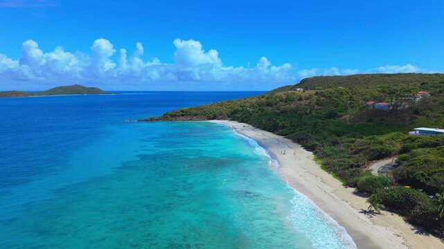 Bird's-Eye View Drone Shot of Calm Ocean Waters at Zoni Beach Culebra