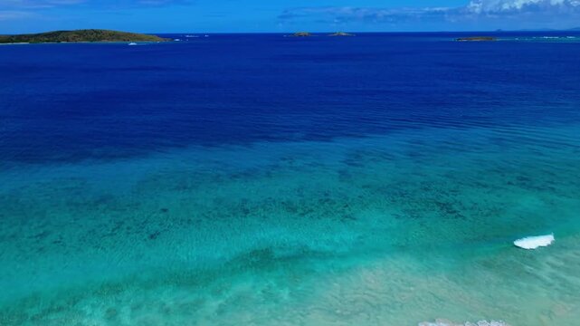 Sunrise Aerial Flyover of Calm Waters at Zoni Beach Culebra