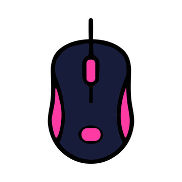 Computer Mouse with Pink Accents and Dark Blue Body