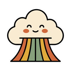 Fototapeta premium Cute Smiling Cloud Emitting Colorful Rainbow Rays