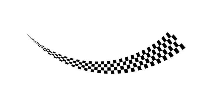 Black and white checkered racing flag wave pattern design element