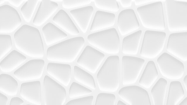 Abstract white 3D background with organic cellular Voronoi pattern.