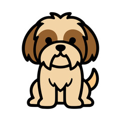 Fototapeta premium Cute Shih Tzu Dog Sitting Portrait, Adorable Pet Illustration, Pixel Art Style