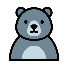 Fototapeta premium Cute Stylized Bear Icon With Thick Black Outline Against White Background