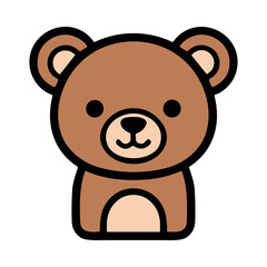 Obraz premium Cute Cartoon Brown Bear Head With Big Ears And Black Eyes Isolated On White Background