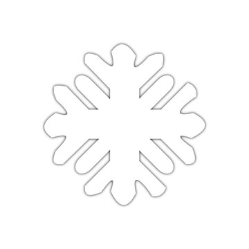 White snowflake icon with soft shadow isolated on transparent background Christmas and winter season vector design element