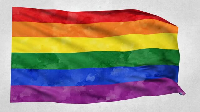 Colorful rainbow flag waving in the wind pride symbol