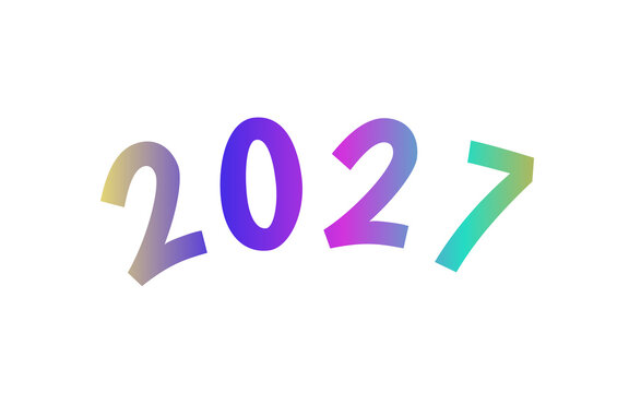 Happy New Year 2027 colorful gradient typography isolated on transparent background modern 2027 date celebration text design