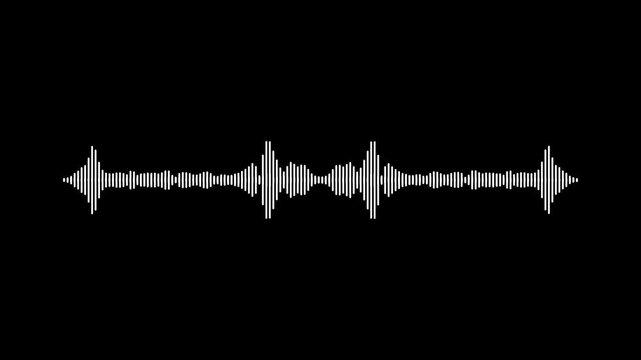 White music waveform visualizer, dynamic audio spectrum bars, sound frequency equalizer animation, digital recording signal, modern minimalist design, black background seamless. 4k animation