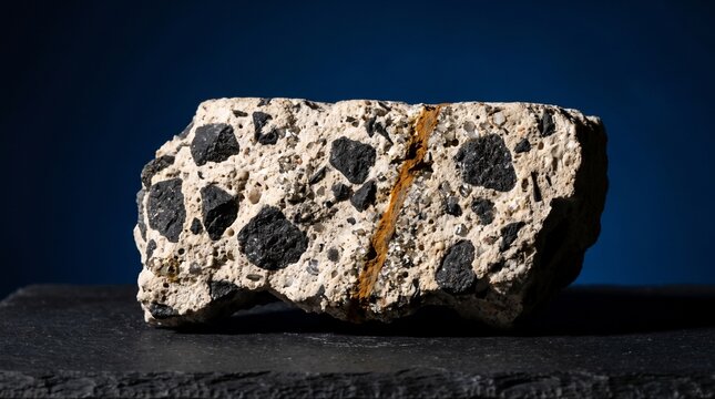 Basalt aggregate and mineralized concrete detail