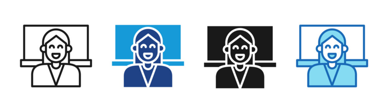 Online Tutor icon set multiple style collection