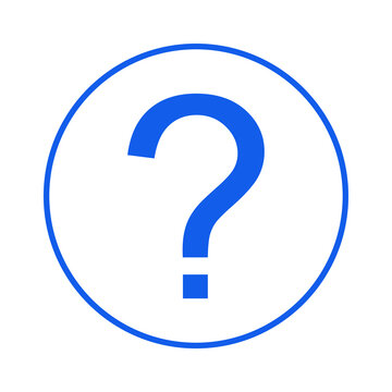 Blue question mark icon inside a circle for help and support information