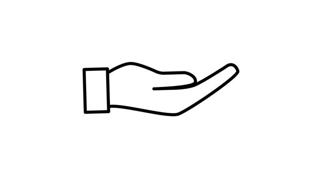 Minimalist Black and White Line Art Open Hand Gesture Animation.