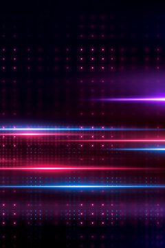 Light and stripes move rapidly. Connections, lines, and squares with random scale and opacity. Technology and the concept of connectivity. Abstract digital background with highly detailed elements.