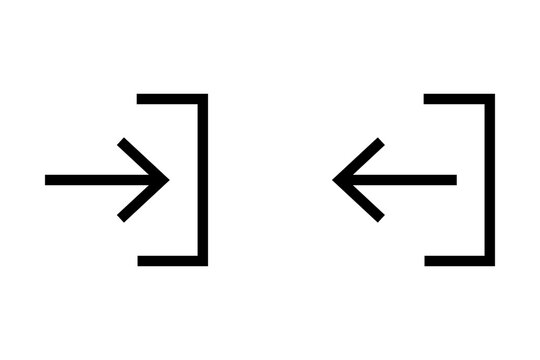 Black login and logout icon symbols for website navigation and user interface design