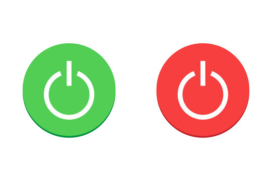 Green and red power button icons for start and stop functions