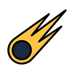 Stylized illustration of a comet with a fiery tail in outer space © Petrik