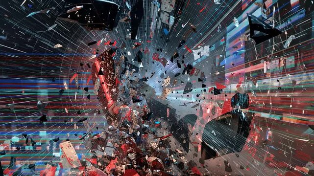 サイバーな色ずれが印象的な抽象モーション背景素材