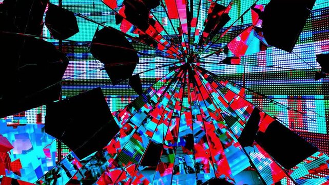 サイバーな色ずれが印象的な抽象モーション背景素材