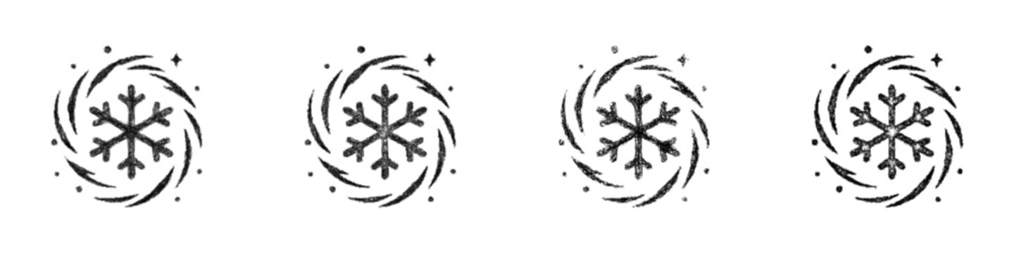 Sketch monochrome deep freeze icon design set