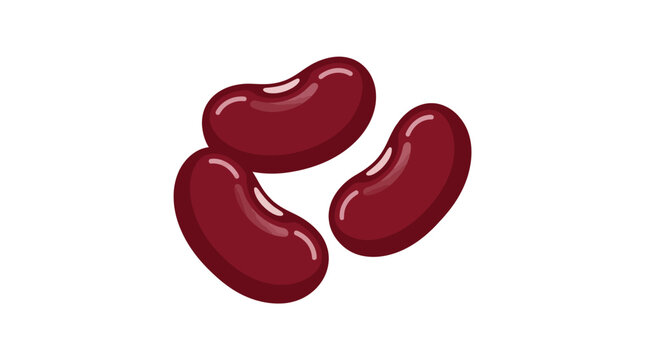 Shiny red kidney beans rendered in flat vector style with smooth highlights and crisp clean edges
