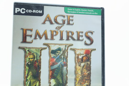 Age of empires III. Computer game box. White background.