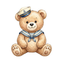 Fototapeta premium Cute watercolor teddy bear set for baby shower and boy birthday design