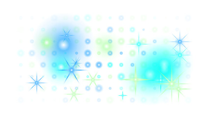Obraz premium Abstract blue and green circular shapes with glowing starburst light flares on a transparent background, for overlays and effects
