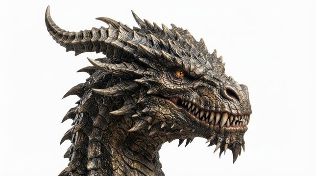 Close up head portrait of a fantasy dragon