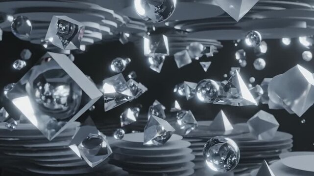 Abstract 3D Glass Shapes Motion Background Loop